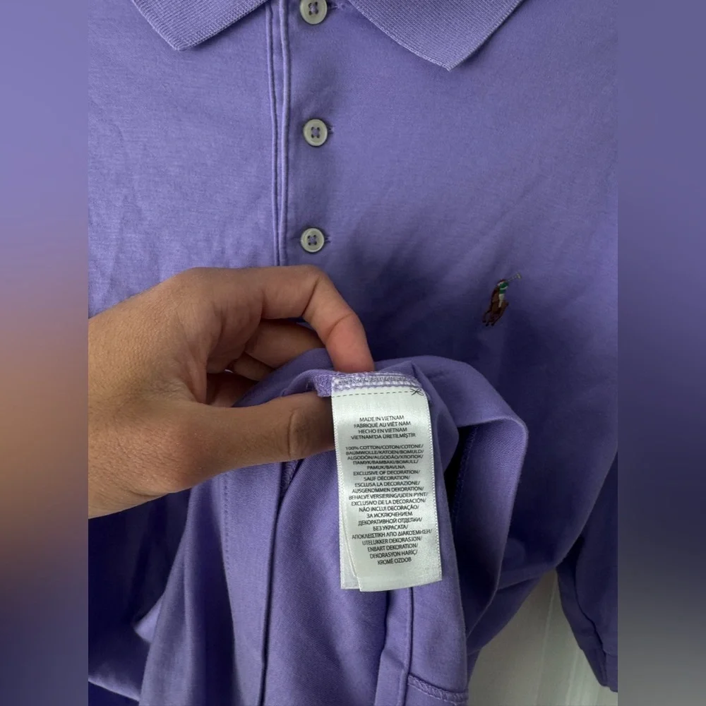 Polo Ralph Lauren Purple Polo Shirt L Multicolor Pony Logo 100% Cotton
